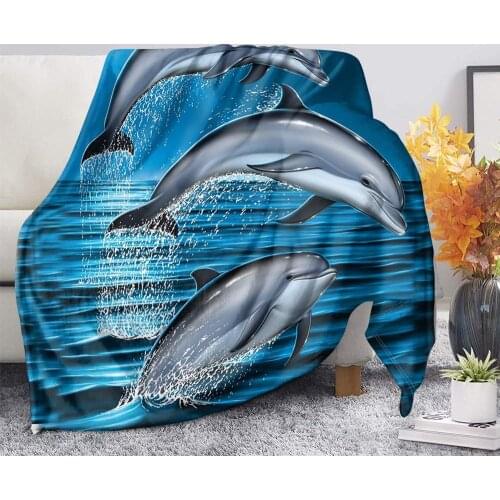 Sea Animal Print Couch/sofa Throw Blanket 3D Dolphin Pattern Keep Warm Kneep Cover Bedroom Decoration Bedspread