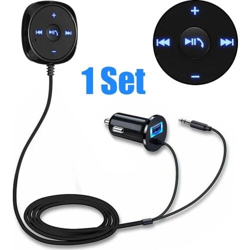 Bluetooth 3.0 Hands Free Car Audio Receiver BT to Aux Adapter Kit with 3.5mm Dongle USB Charger for Speaker