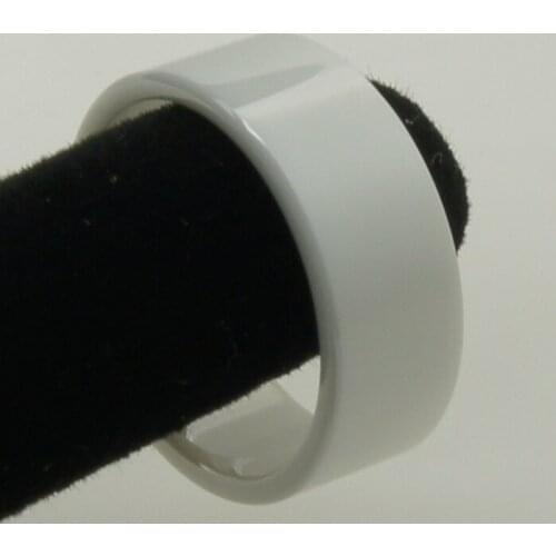 Rare & simple 6mm width pipe cut white hi-tech scratch proof ceramic ring 1pc
