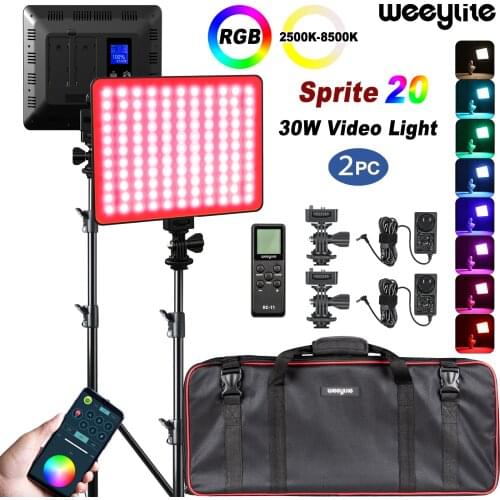 Weeylite Sprite20 2Pack Set 30W RGB Adjustable LED Camera Video Light 2.4G Wireless Remote Photography Light Studio Lighting kit