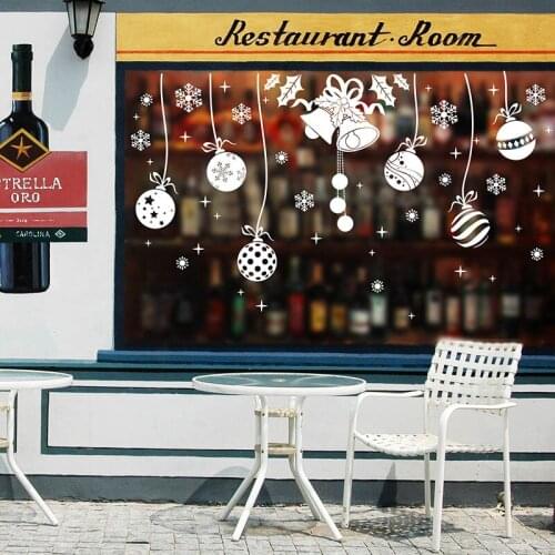 DIY Christmas Wall Sticker Home Decor Store Window Decoration Hanging Jingle Bell Snowflake 117X119 CM