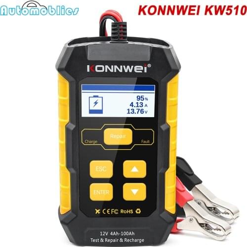 KONNWEI KW510 12V Car Battery Chargers Battery Tester Pulse Repair Tool 3 In 1 Lead Acid Battery Data Diagnostic Analysis Tool