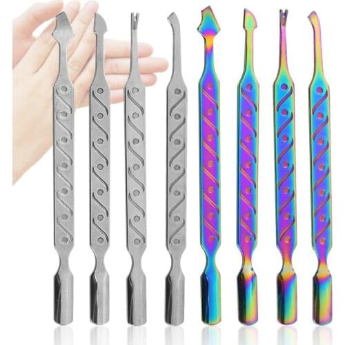 Cuticle Pusher and Cutter Professional Stainless Steel Dual Head Cuticle Pusher UV Gel Polish Soak Off Remover Tool