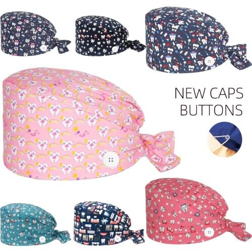 Unisex Scrubs hat Pet Veterinary Beauty pharmacy lab bouffant scrub caps women men doctors nurse working surgicals cap long hair