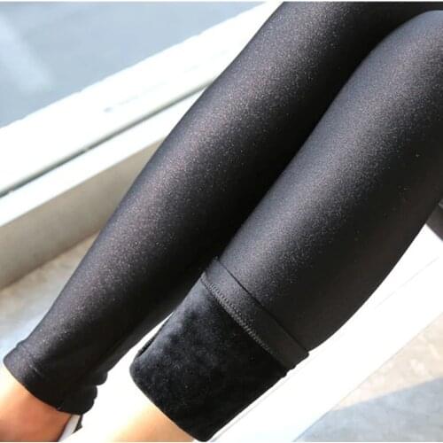 Teen Girls Thicker Skinny Leggings School Childrens Neon Luster Pants Autumn Winter Cashmere Bowling Pants Warm Shinny Pant