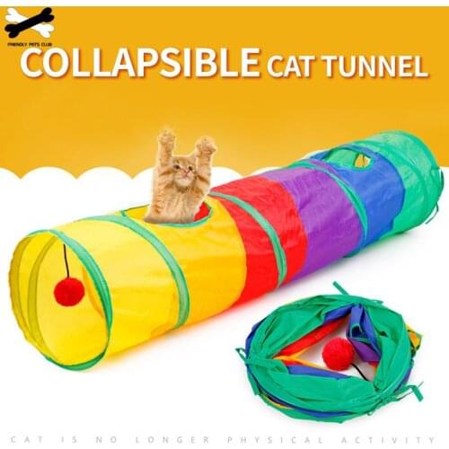 Funny Cat Toy Rainbow Tunnel 2 Holes Kitty Cave Rabbit Tube Bulk Toys Brain Game Pet Products