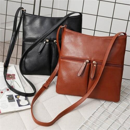 Wome PU Leather Shoulder Bag Designer Crossbody Bag Purse Vintage Female Messenger Bags With Multi Pocket Handbags