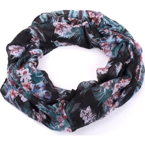 Women Winter Infinity Scarf Ring Scarves Fashion Flower Loop Scarves Snood Shawl Neckerchief for Women