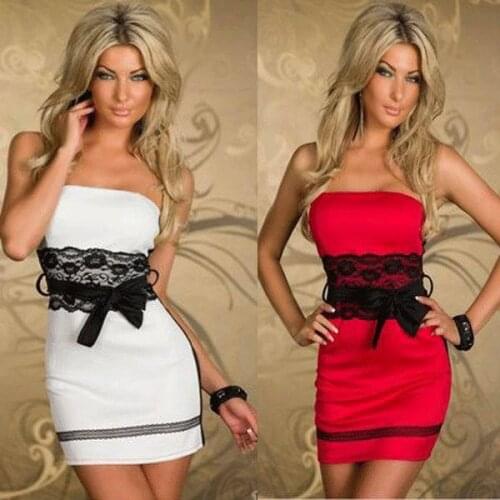 Good Quality Elegant Off Shoulder Dress Sexy Clubwear Elegant Tube Dress With Lace Waist Lady Fashion Dress