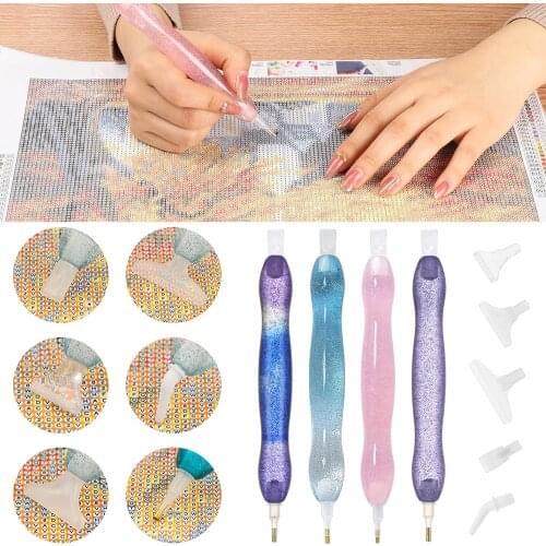 1Set Diamond Painting Tool Angled Tip Point Drill Pen 5D Resin Pens Anti-Slip Cross Stitch Embroidery DIY Sewing Craft Accessory