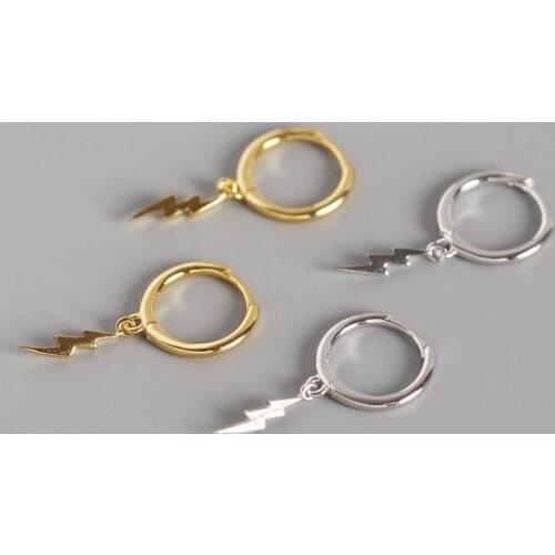 1pair 100% Authentic 925 Sterling silver White/gold Wave Hoop Huggie Earrings FINE jEWELRY TLE534