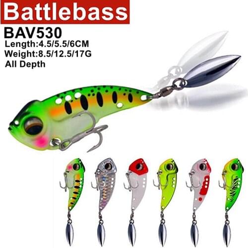 1pcs 8.5g 12.5g 17g Sinking Metal VIB Fishing Lure with Rotating Spoon Tail Hard Wobbler Crankbaits Vibration Spinner Tackle