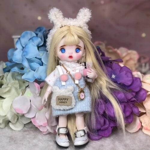 16cm Mohair BJD Doll 13 Movable Joints Blue Eyes DIY Bjd Dolls Changable Wig Bjd Toy Handmand Make UP Toys Gifts For Girl Toy