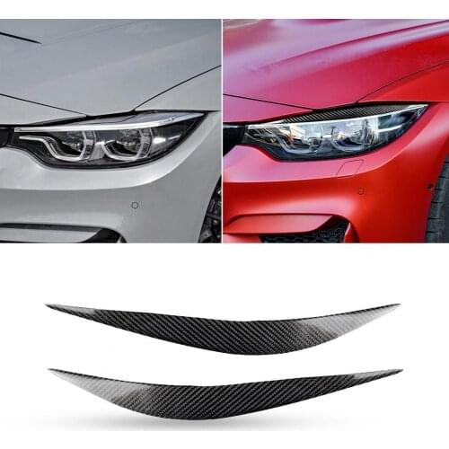 2Pcs Car Eye Lid Small Sturdy Carbon Fiber Black Headlight Eyebrow Cover for BMW F80 M3 F82 F83 M4 F32 F33 F36 4 Series