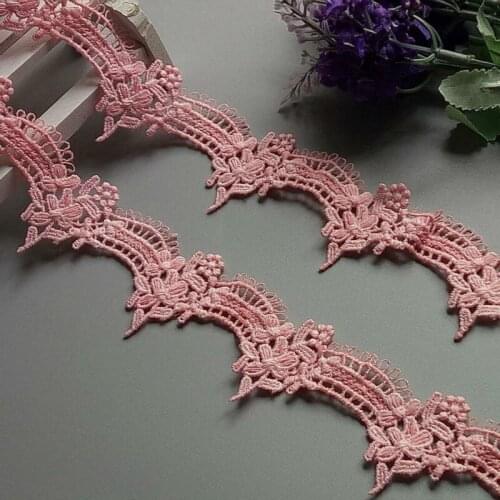 2 Yard Pink Vintage Flower Tassel Lace Embroidered Lace Trim Ribbon Applique Handmade DIY Sewing Supplies Craft Decoration