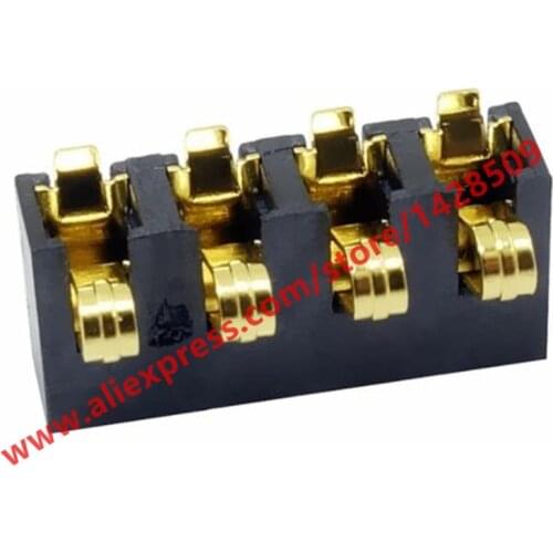 5pcs Positive Voltage 4pin Male Socket 2.5mm Pitch 4.3mm Height Gold Plating Shrapnel Battery Connector with Band Fixed Piont