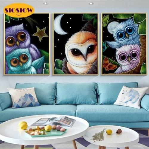 5d Diy Diamond Mosaic Embroidery Cartoon Owls 3D Diamond Painting Cross Stitch Owl Full Drill Gifts For Kids Decor Children Room