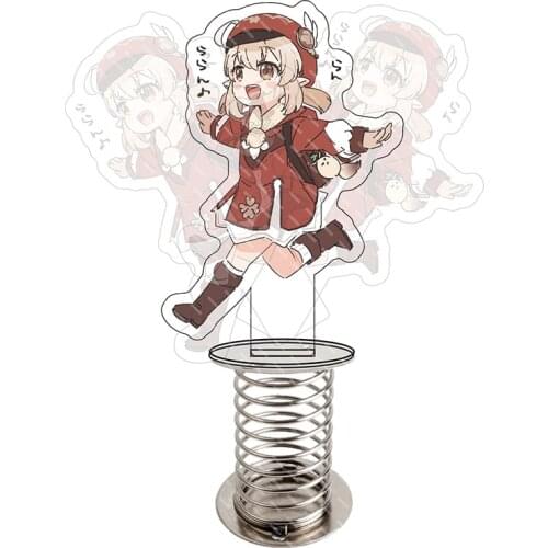 Anime Figure Genshin Impact Figure Spring Rocking Keqing Qiqi Acrylic Stand Model Desk Decor Standing Sign Keychain Unzip Gifts