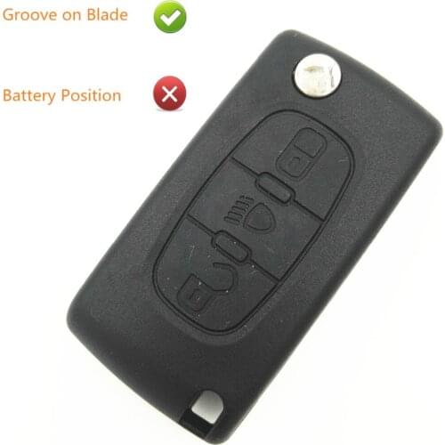 3 Buttons Flip Blank Key Light Button No Battery Position Blade With Groove on Blade For Citroen C2 C3 C4 C4L C5 Key Shell Cover