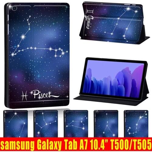 Case for Samsung Galaxy Tab A7 10.4 Inch 2020 T500/T505 star sign PU Leather Tablet protective Stand Folio Cover +Free Stylus