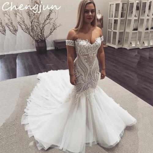 Chengjun Custom Sweetheart Sexy Long Train Mermaid Wedding Dresses 2019