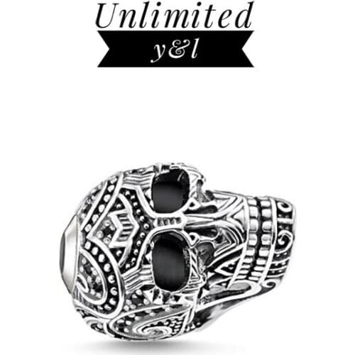 Skull Karma Beads Black Cubic Zirconia Silver Fashion DIY Making Skeleton Jewelry Accessories Fit Bracelets Necklaces Chain