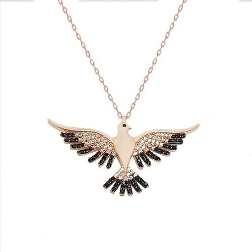 Chavin Black Cubic Zirconia Phoenix Silver Necklace