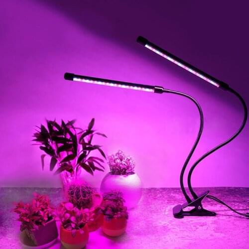 5V Dimmable LED Grow Lights Double Tube Timing Function Phyto Lamp With Clip Full Spectrum 60 LEDs Diode Fitolampy For Plants