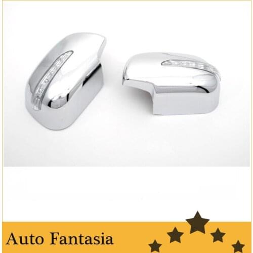 Chrome Side Mirror Cover with LED Side Blinker (Oval) for Toyota Hiace 05-12
