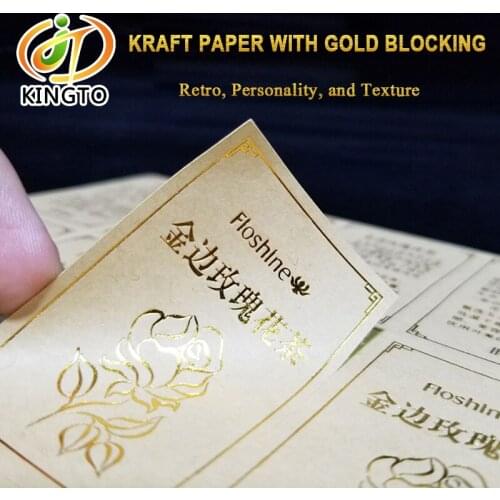 China factory produce kraft paper adhesive sticker with gold blocking