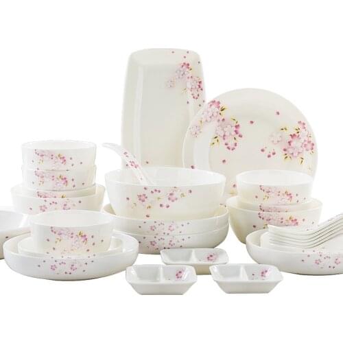 Guci Japanese Bone Porcelain Tableware Set Bowl and Dish Set Household Korean Cuisine Plate Glazed Dining Bowl and Ceramic