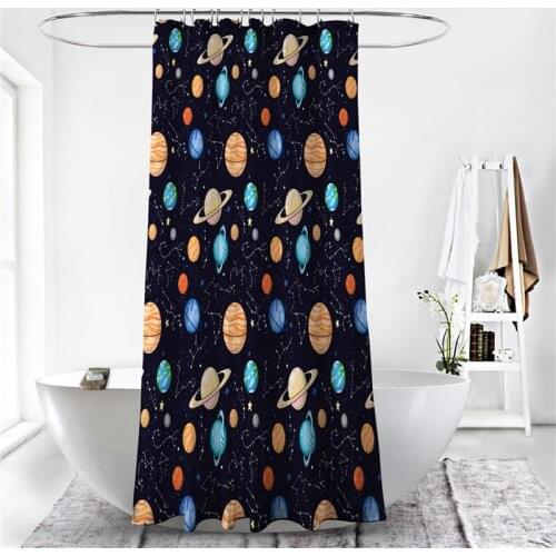 Creative Planet Digital Printed Polyester Bathroom Curtains Easy Clean Shower Curtain Water Proof 2019 Hot Sale 180cm*180cm