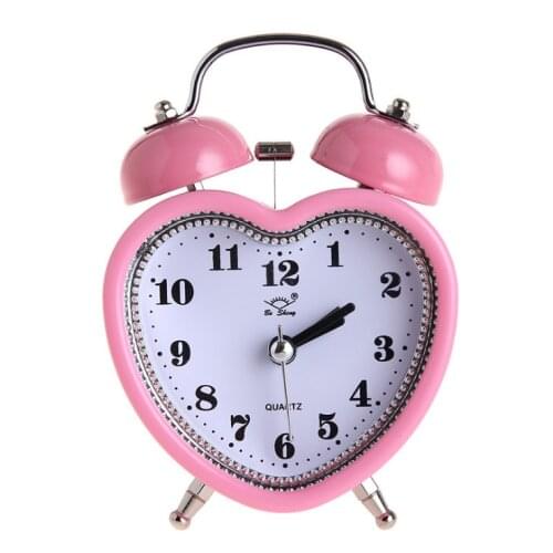 Creative clock metal bell alarm clock with small night light bed head alarm clock fashion personality student 3 inch clock 2832
