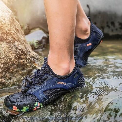 Rubber Upstream Shoes Wearproof Water Shoes Quick-Dry Breathable Aqua Shoes Men Outdoor Climbing Sneakers Antiskid Treakking
