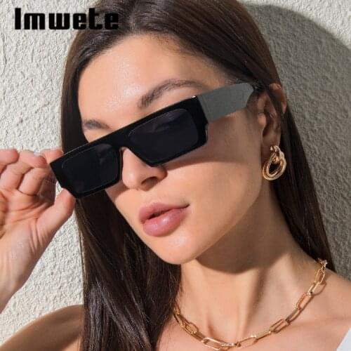 Imwete Mens Sunglasses Vintage Brand Designer Rectangle Classic Square Sun Glasses for Women Black Pink Eyewear Ladies UV400