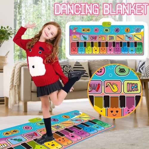 Music Piano Mat for Kids Musical Keyboard Play Mat Collapsible Educational Toys with Small Animal Calls for Children Boy Girl A2