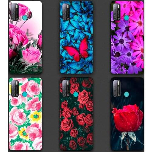 Soft TPU Case For Tecno Pouvoir 4 LC7 Case Silicon Floral Painted Bumper Pouvoir 4 Pro 7" Cover Protective Fundas Pouvoir4