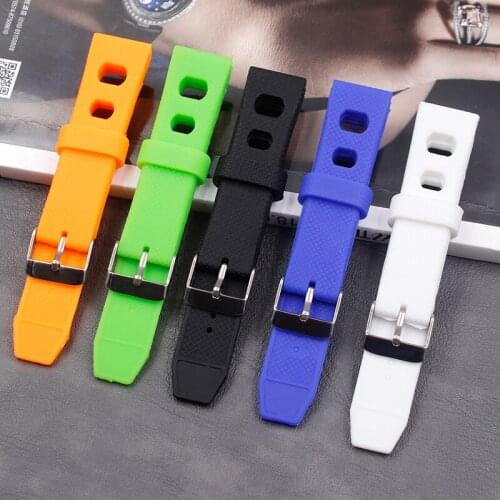 Soft silicone waterproof strap 20mm men and women sports casual flat rubber strap buckle accessories