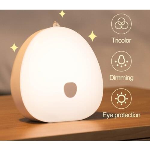 ABS Touch Sensor Night Light USB Portable Rechargeable 1200mA Tricolor Dimming Bedroom Bedside Lamp For Kids Baby Girl Gift