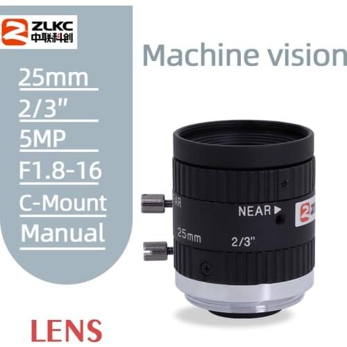 FA Lens 25mm 5Megapixel Fixed Focal Lens F1.8 2/3-inch Indusrial Camera lens c mount suitable Low Distortion Machine Vision Lens