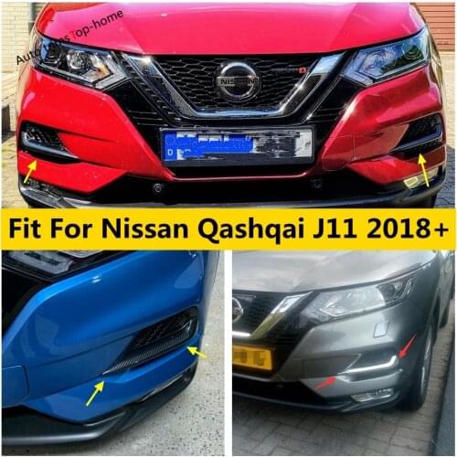 Yimaautotrims For Nissan Qashqai J11 2018 2019 2020 Chrome / Carbon Fiber Look Front Fog Lights Lamps Eyelid Eyebrow Cover Trim