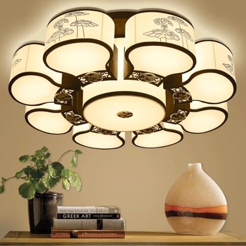 Chinese style 5/7 heads ceiling lamp round bedroom modern living room lamp cozy study blue and white ceiling light ZA81823