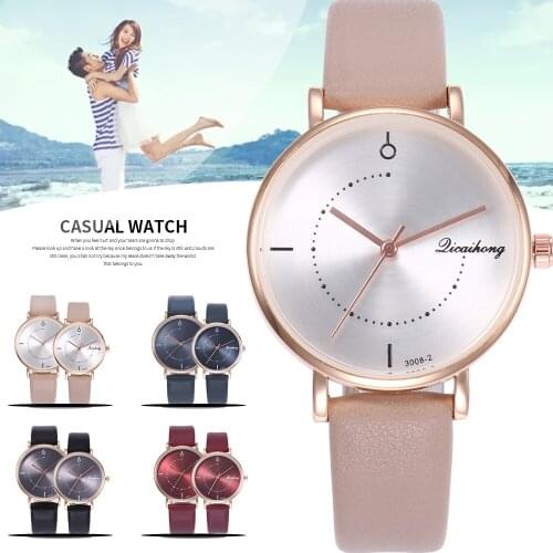 Simple Famous Brand Men And Women Quartz Dial Clock Leather Wrist Watch Round Case Clock Couple Wristwatches Gifts Montre