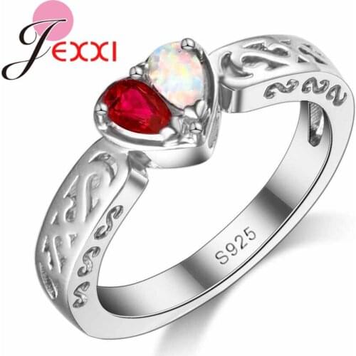 Romantic Heart Shape Wather Drop Crystal Wedding Rings For Brides Jewelry 925 Sterling Silver Women Engagement Finger Ring