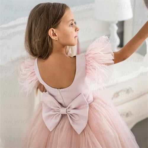 Pink Flower Girl Dress Birthday Wedding Party Holiday Bridesmaid Flower Girl Tulle Lace Dress