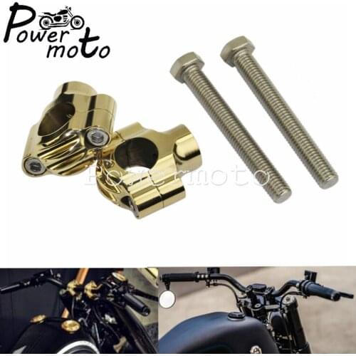 1" 7/8" Motorcycle Brass Rough Craft Handlebar Riser 22mm/25mm Bar Mount Clamp For Harley Touring Dyna XS650 Chopper Cafe Racer