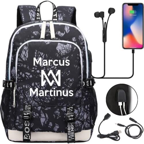 Marcus and Martinus Backpack Women Men Multifunction USB Charging Laptop Backpack School Travel Bags for Boys Girls