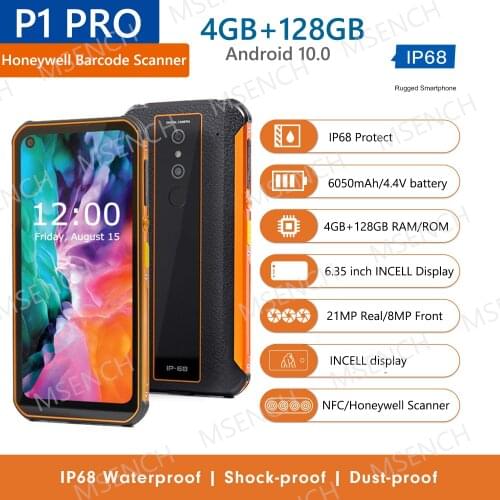 Newest IP68 4GB+128GB Rugged PDA Handheld Barcode Scanner Laser 1D 2D QR Scanner with NFC RFID Fingerprint Android 10.0