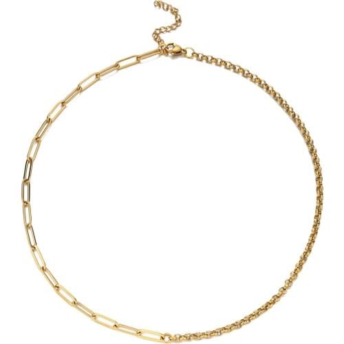 Mix Design Stainless Steel Figaro Paperclip Chain Necklace For Woman Men Paperclip Chain Choker New Hip Hop Jewelry