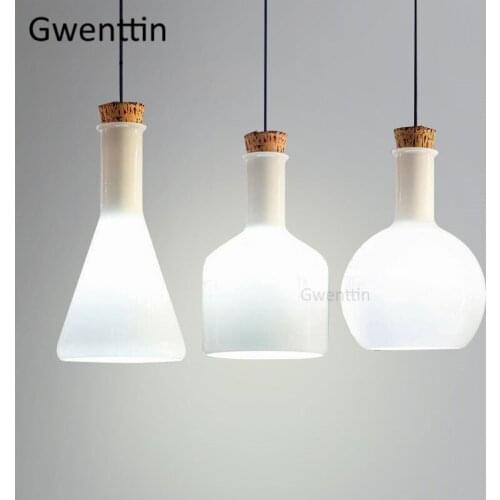 Modern Glass Bottle Pendant Lights Led Hanging Lamp for Home Dining Room Kitchen Lighting Fixture Art Industrial Lamp Loft Decor